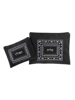 סט תיקים רונית גור אימפלה טלית רקומה... | תיקי טלית ותפילין